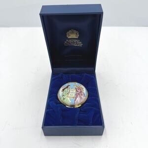 Vintage Halcyon Days England Enamel Trinket Box "The Golden Rule" 2000 Mary Kay